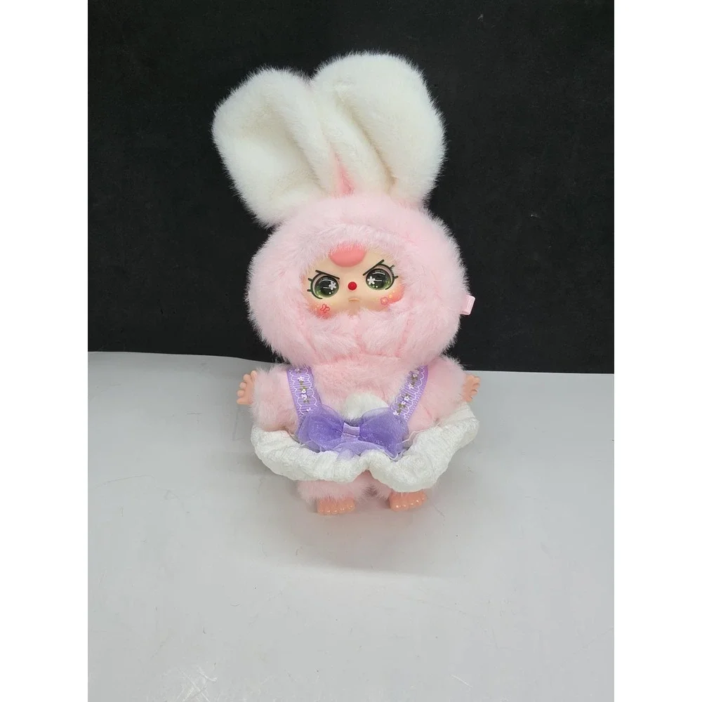 Adorable Baby Three Angry Green Eyes Pink Bunny Bag Charm